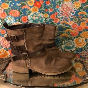 Brown festival faux leather boots boho chic